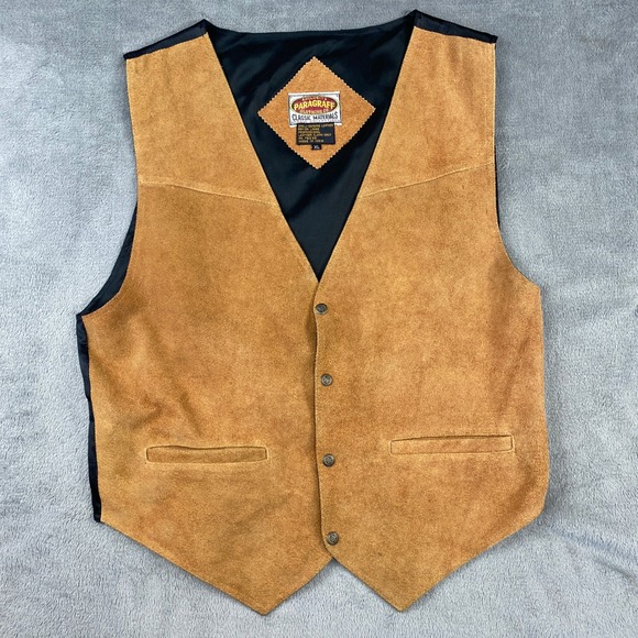 PARAGRAFF CLASSIC MATERIALS Other - PARAGRAFF Vest Men XL Genuine Leather Suede Tan Western Cowboy Exclusive Vintage